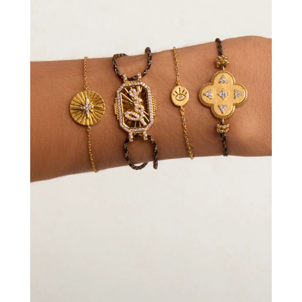 Woman's Bracelet Mya-Bay Eye Lover Bracelet Gold Plated Brass Zirconia BR-398