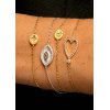 Woman's Bracelet Mya-Bay Twin Hearts Lover Bracelet Gold Plated Brass Zirconia BR-400