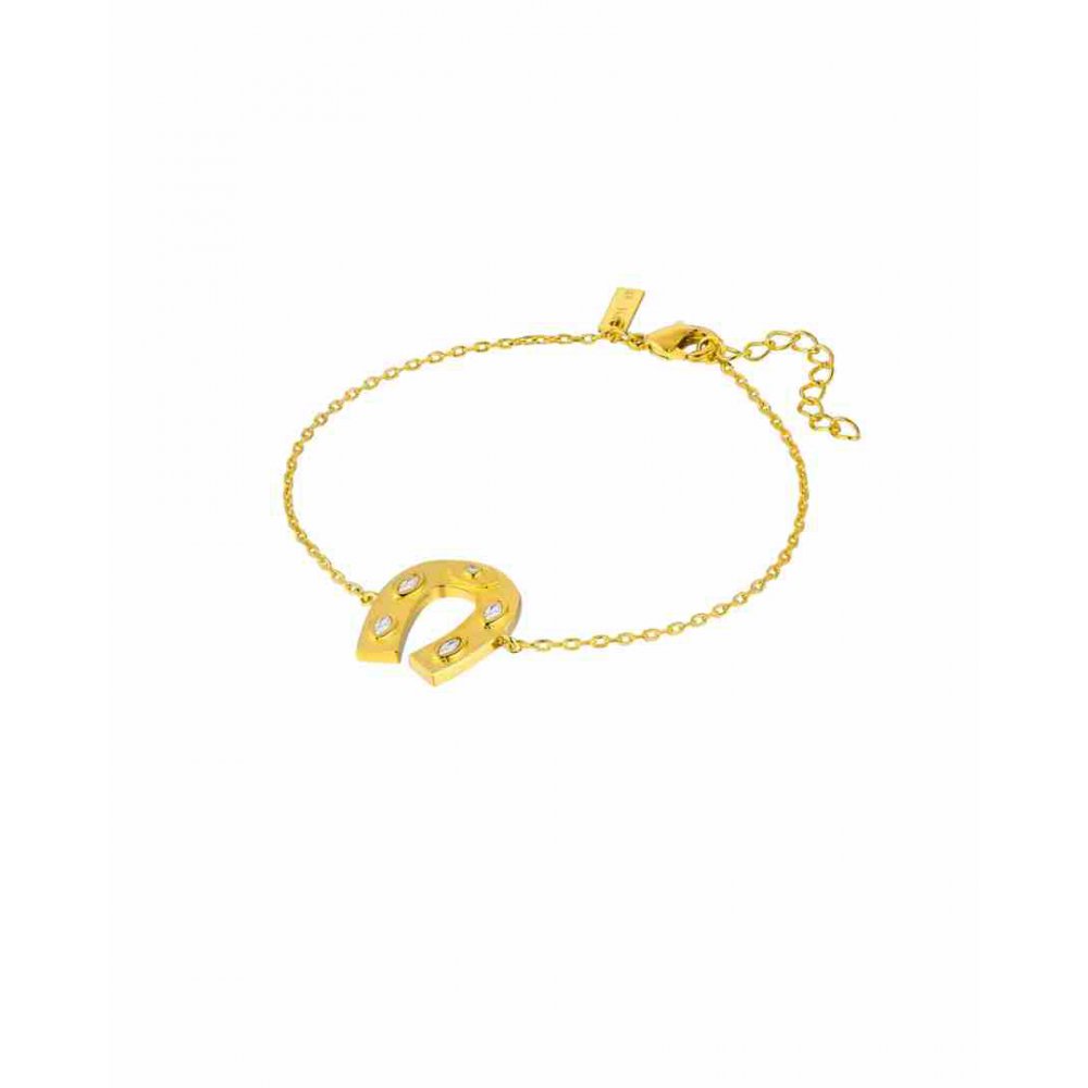 Woman's Bracelet Mya-Bay Horse Shoe Bracelet Gold Plated Brass Zirconia BR-405