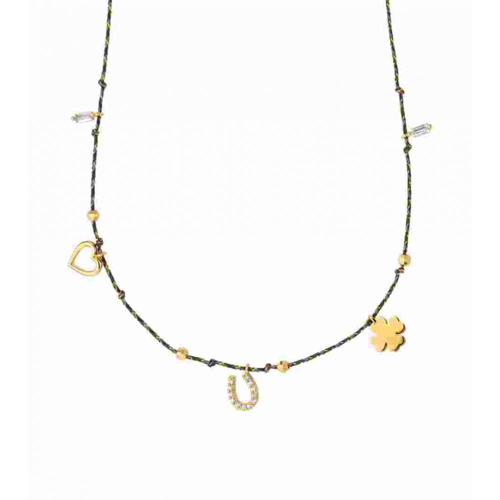 Γυναικείο Κολιέ Mya-Bay Lucky Liberty 24Κ Επιχρυσωμένος Ορείχαλκος Ζιργκόν CO-400