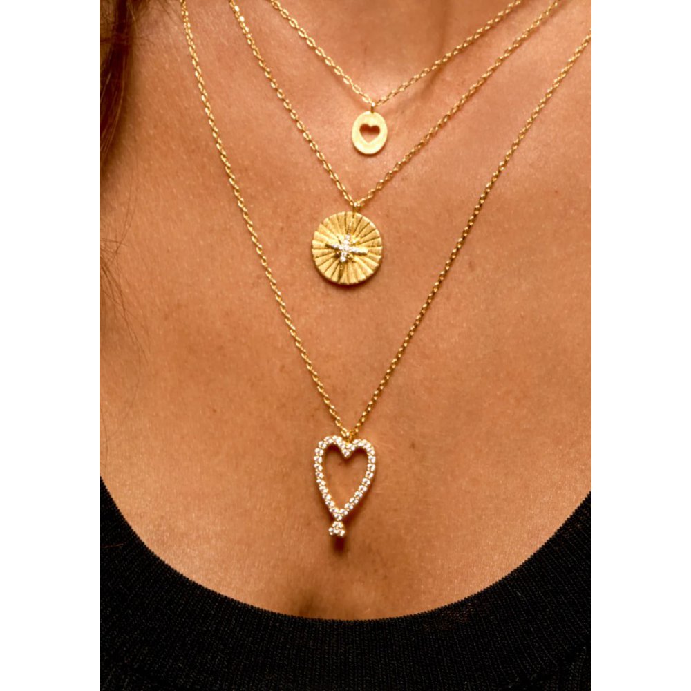 Γυναικείο Κολιέ Mya-Bay Star Moon 24Κ Επιχρυσωμένος Ορείχαλκος Ζιργκόν CO-417