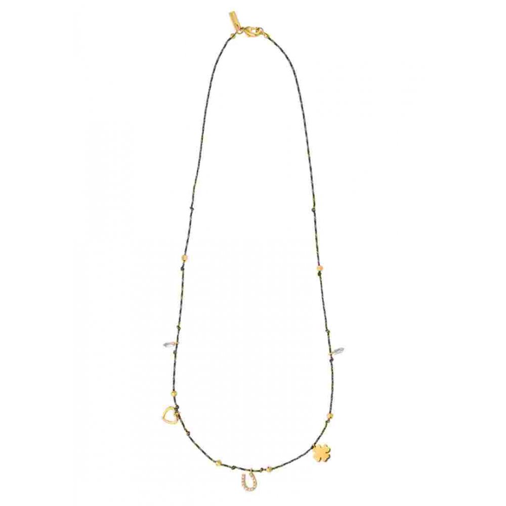 Γυναικείο Κολιέ Mya-Bay Lucky Liberty 24Κ Επιχρυσωμένος Ορείχαλκος Ζιργκόν CO-400