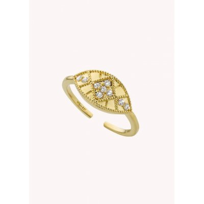 Woman's Ring Mya-Bay Bright Essential 24K Gold Plated Brass Zirconia BA-274