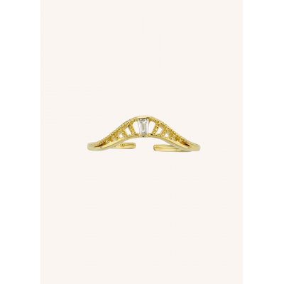 Woman's Ring Mya-Bay Diana 24K Gold Plated Brass Zirconia BA-278