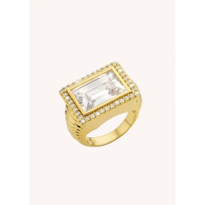 Woman's Ring Mya-Bay White Stone Sofia 24K Gold Plated Brass Zirconia BA-321