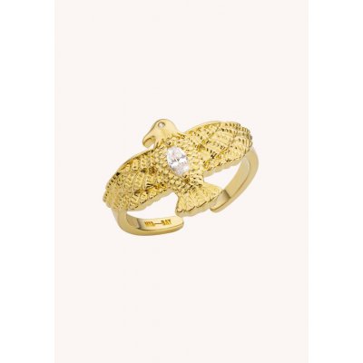 Woman's Ring Mya-Bay Eagle Gold Plated Brass Zirconia BA-336