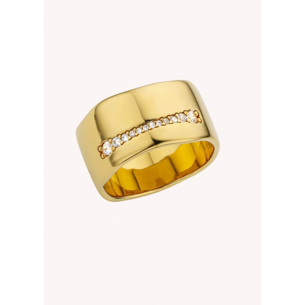 Γυναικείο Δαχτυλίδι Mya-Bay Signature Dali 24K Επιχρυσωμένος Ορείχαλκος Ζιργκόν BA-369