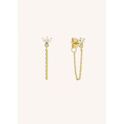 Woman's Earrings Mya-Bay Magnolia Chain Gold Plated Brass Zirconia BO-229