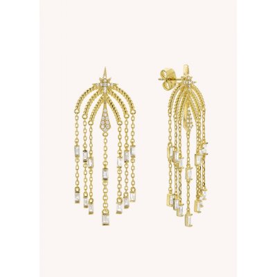 Woman's Earrings Mya-Bay Nisha Gold Plated Brass Zirconia BO-232