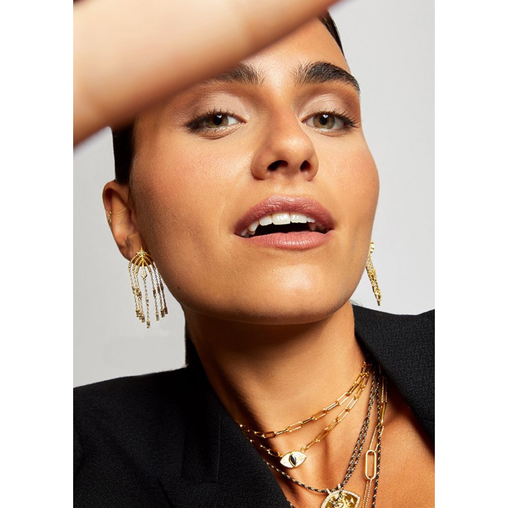 Γυναικεία Σκουλαρίκια Mya-Bay Nisha Επιχρυσωμένος Ορείχαλκος Ζιργκόν BO-232