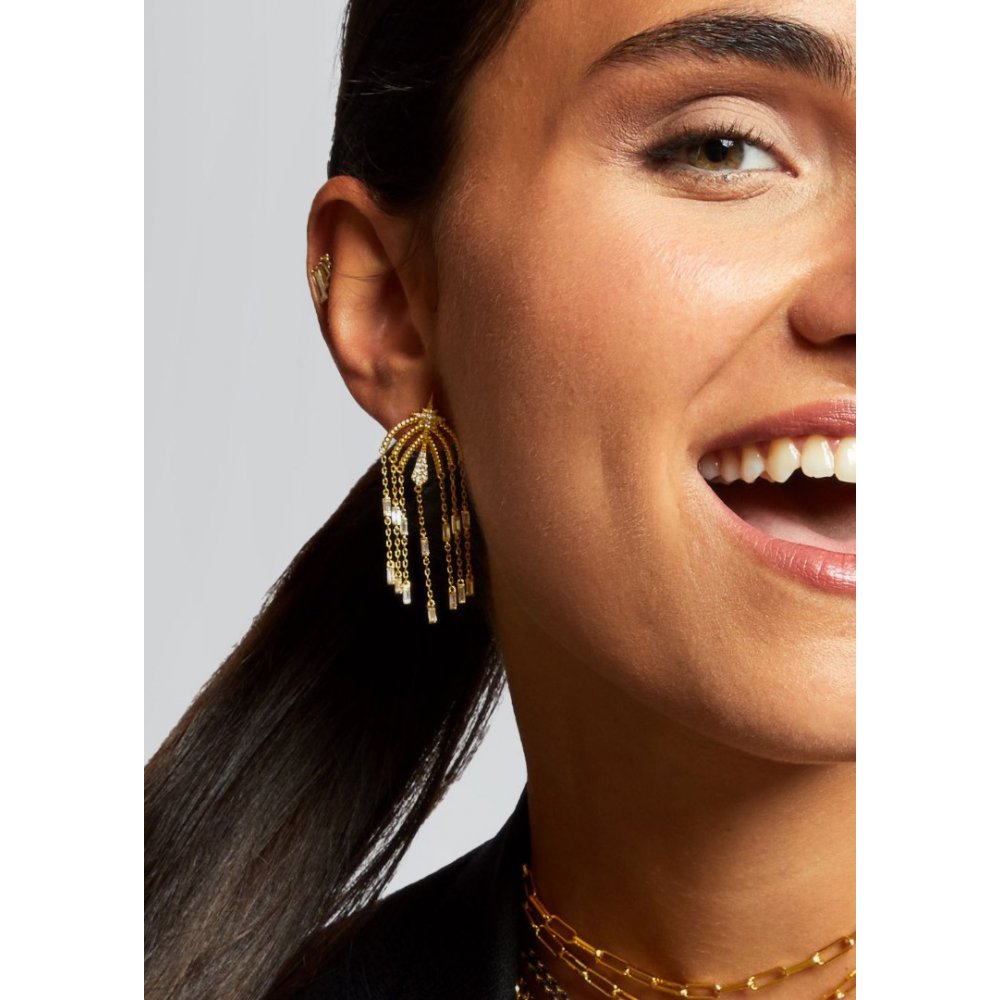 Γυναικεία Σκουλαρίκια Mya-Bay Nisha Επιχρυσωμένος Ορείχαλκος Ζιργκόν BO-232