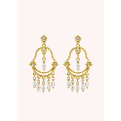 Woman's Earrings Mya-Bay Jaipuri Gold Plated Brass Zirconia BO-272