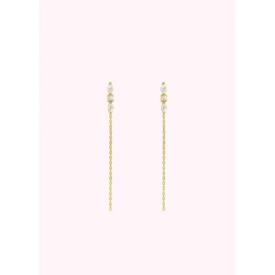 Woman's Earrings Mya-Bay Dancng Trilogy Gold Plated Brass Zirconia BO-273