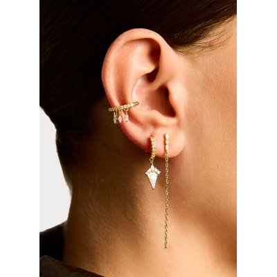 Woman's Earrings Mya-Bay Dancng Trilogy Gold Plated Brass Zirconia BO-273