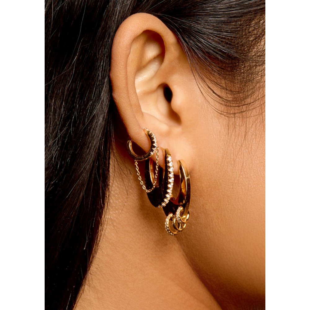 Γυναικείo Μονό Σκουλαρίκι Mya-Bay Rock Stellar Chain Επιχρυσωμένος Ορείχαλκος Ζιργκόν BO-328.1