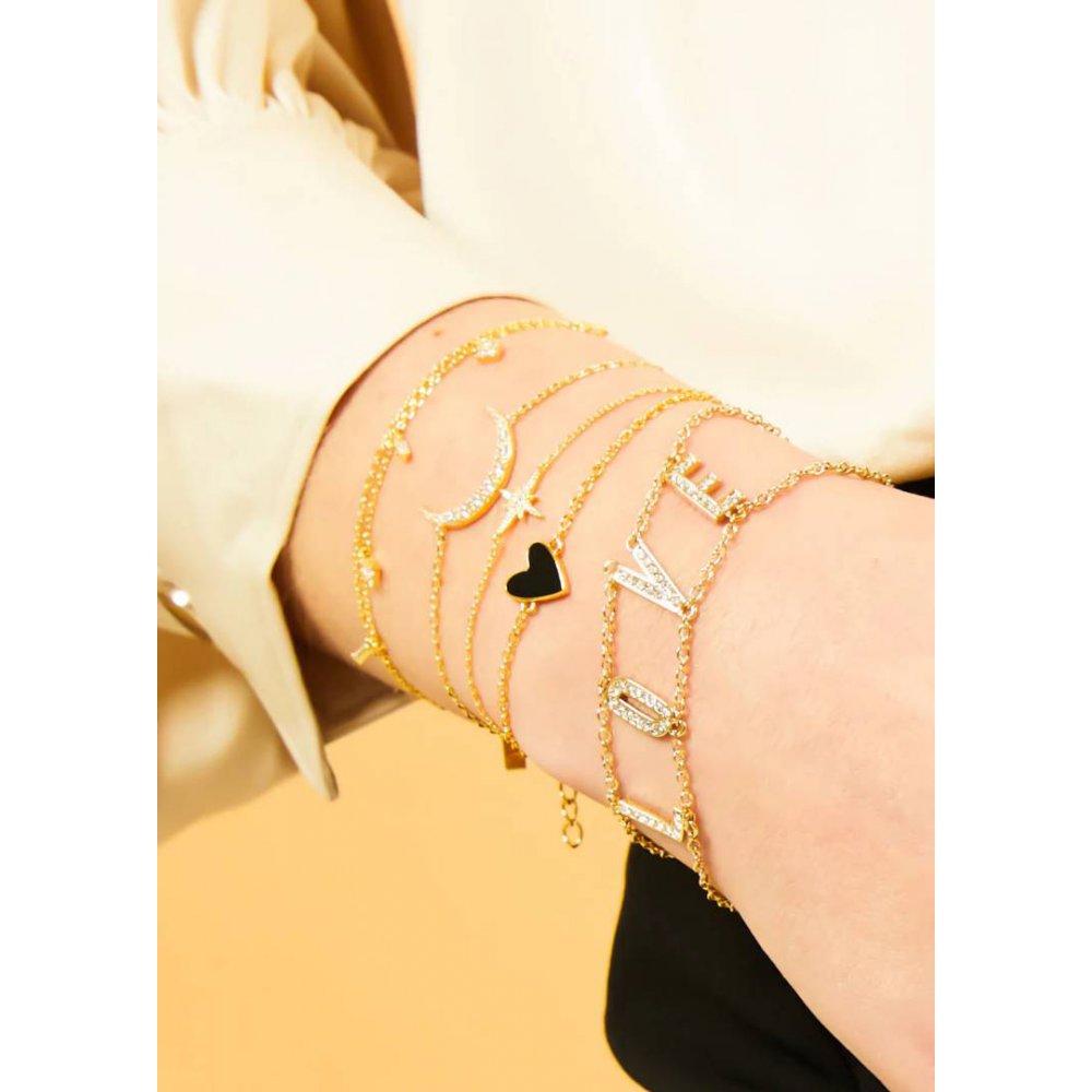 Woman's Bracelet Mya-Bay Moon Bracelet Gold Plated Brass Zirconia BR-161