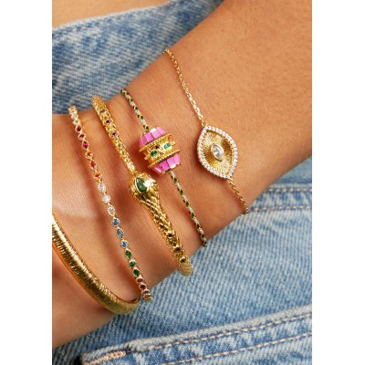Woman's Bracelet Mya-Bay Tika 24K Gold Plated Brass Zirconia BR-331