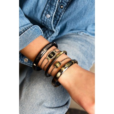 Woman's Bracelet Mya-Bay Black Lupita Black Buffalo Horn BR-345