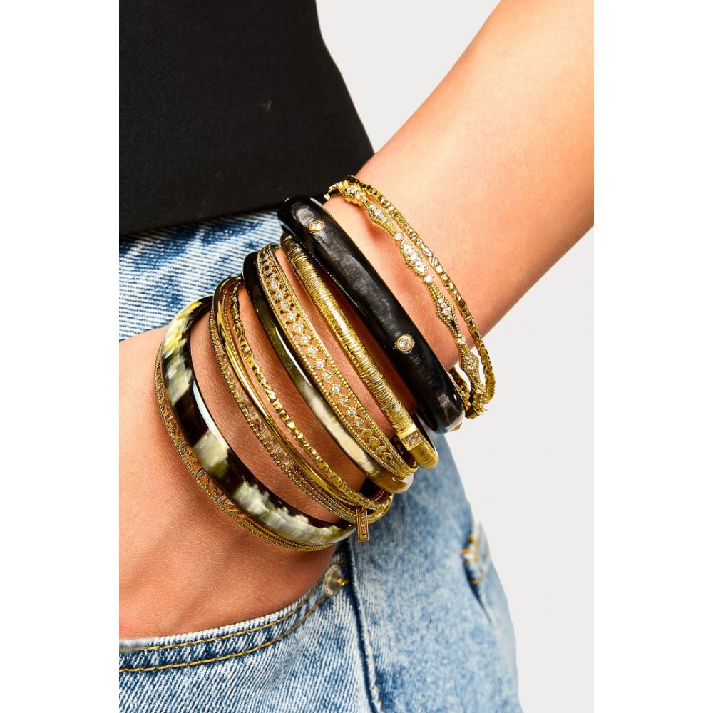 Γυναικείο Βραχιόλι Mya-Bay Black Naomi Bracelet Μαύρο Κέρατο Βούβαλου BR-347