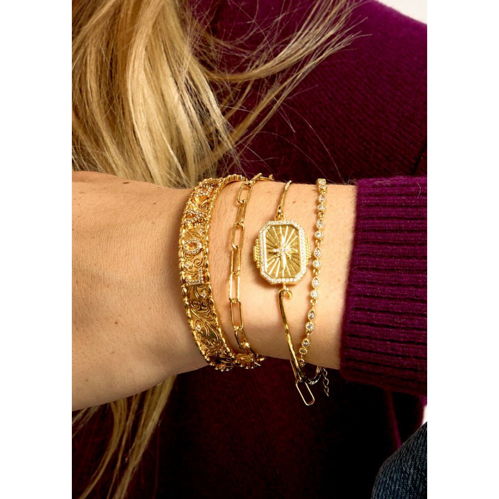 Woman's Bracelet Mya-Bay Divali Bracelet Gold Plated Brass Zirconia BR-354