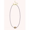 Woman's Necklace Mya-Bay Purple Talisman 24K Gold Plated Sterling Silver Zirconia Purple Cord CO-259