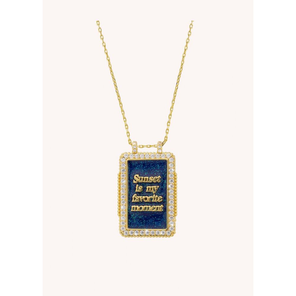 Woman's Necklace Mya-Bay Sunset Twice Boheme Gold Plated Brass Multicolor Enamel Zirconia CO-296