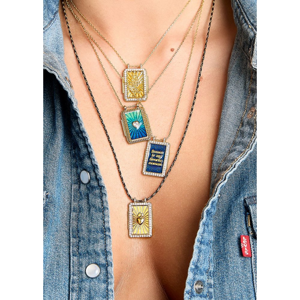 Woman's Necklace Mya-Bay Sunset Twice Boheme Gold Plated Brass Multicolor Enamel Zirconia CO-296