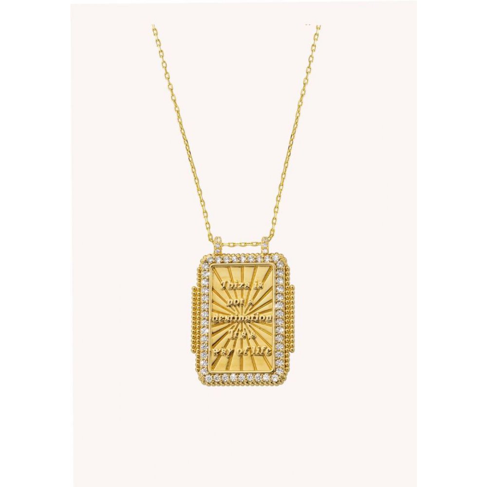 Woman's Necklace Mya-Bay Blue Rainbow Heart Twice Boheme Gold Plated Brass Zirconia CO-314
