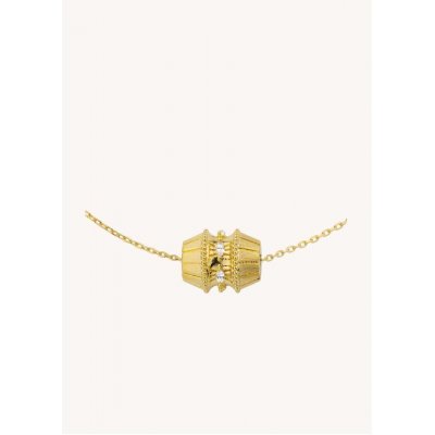 Woman's Necklace Mya-Bay Talisman 24K Gold Plated Brass Zirconia CO-319