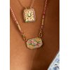 Woman's Necklace Mya-Bay Light Rainbow Yucatan Gold Plated Brass Zirconia Red Cord CO-340 Woman's Necklace Mya-Bay Light Rainbow Yucatan Gold Plated Brass Zirconia Red Cord CO-340