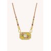 Woman's Necklace Mya-Bay Light Rainbow Yucatan Gold Plated Brass Zirconia Red Cord CO-340 Woman's Necklace Mya-Bay Light Rainbow Yucatan Gold Plated Brass Zirconia Red Cord CO-340