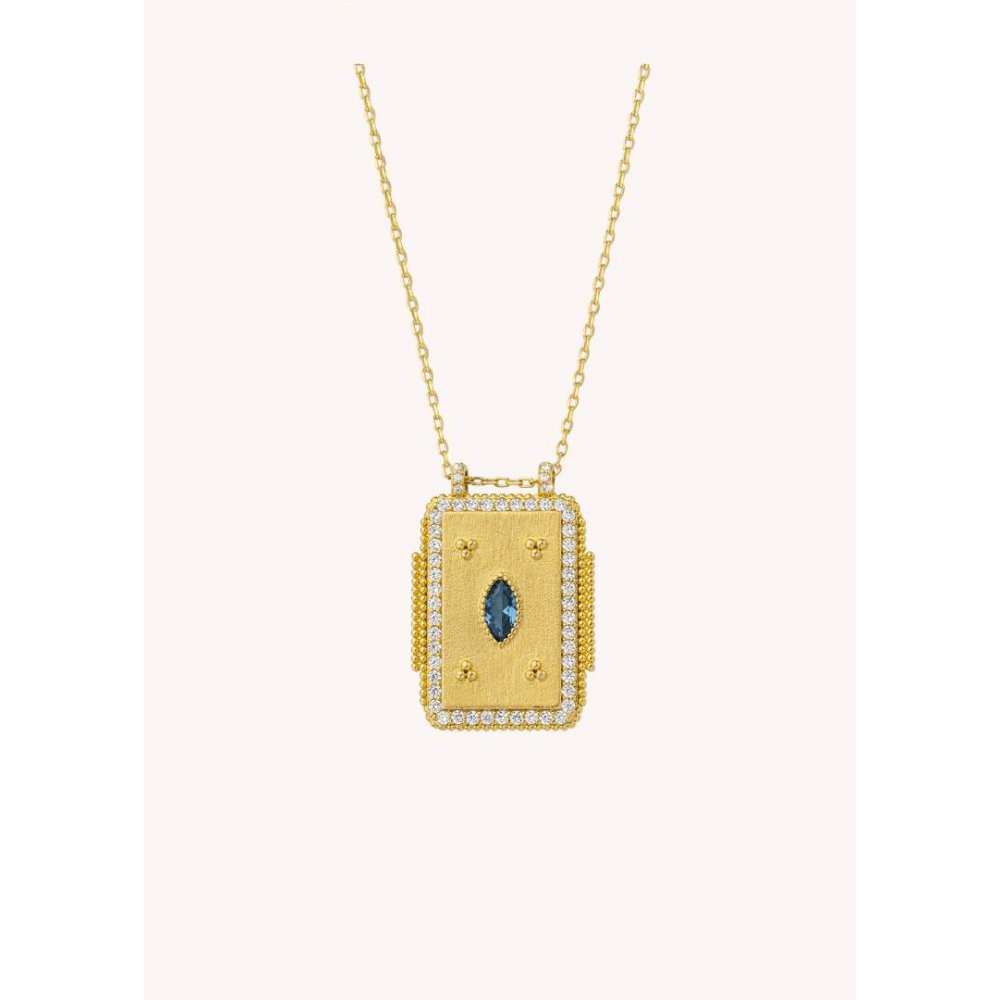 Woman's Necklace Mya-Bay Mystic Blue Twice Boheme Gold Plated Brass Multicolor Enamel Zirconia CO-352
