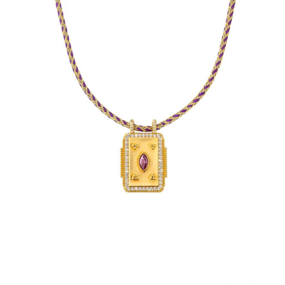 Γυναικείο Κολιέ Mya-Bay Purple Mystic Boheme Επιχρυσωμένος Ορείχαλκος Ζιργκόν CO-353