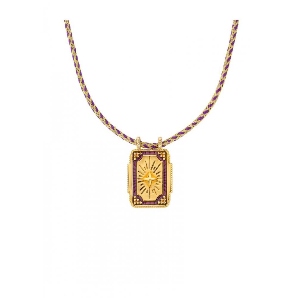 Γυναικείο Κολιέ Mya-Bay Purple Mystic Boheme Επιχρυσωμένος Ορείχαλκος Ζιργκόν CO-353