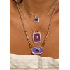 Woman's Necklace Mya-Bay Treffle Boheme Gold Plated Brass Zirconia Purple Enamel CO-354 Woman's Necklace Mya-Bay Treffle Boheme Gold Plated Brass Zirconia Purple Enamel CO-354
