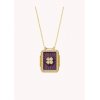 Woman's Necklace Mya-Bay Treffle Boheme Gold Plated Brass Zirconia Purple Enamel CO-354 Woman's Necklace Mya-Bay Treffle Boheme Gold Plated Brass Zirconia Purple Enamel CO-354