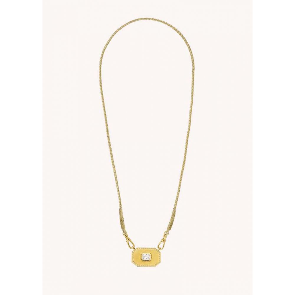 Γυναικείο Κολιέ Mya-Bay Light Gold Yucatan Επιχρυσωμένος Ορείχαλκος Ζιργκόν Χρυσό Κορδόνι CO-392