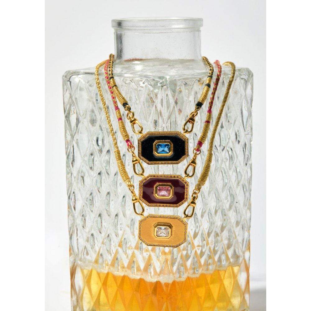 Γυναικείο Κολιέ Mya-Bay Light Gold Yucatan Επιχρυσωμένος Ορείχαλκος Ζιργκόν Χρυσό Κορδόνι CO-392