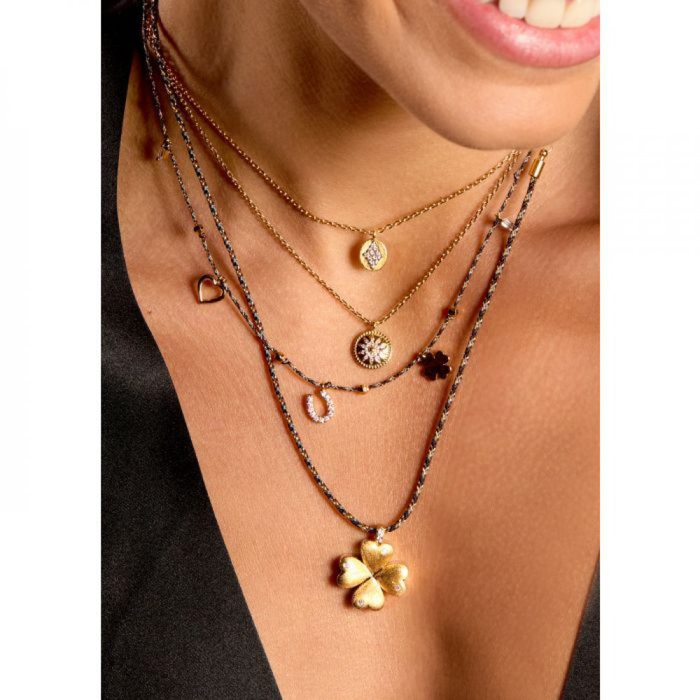 Γυναικείο Κολιέ Mya-Bay Lucky Liberty 24Κ Επιχρυσωμένος Ορείχαλκος Ζιργκόν CO-400