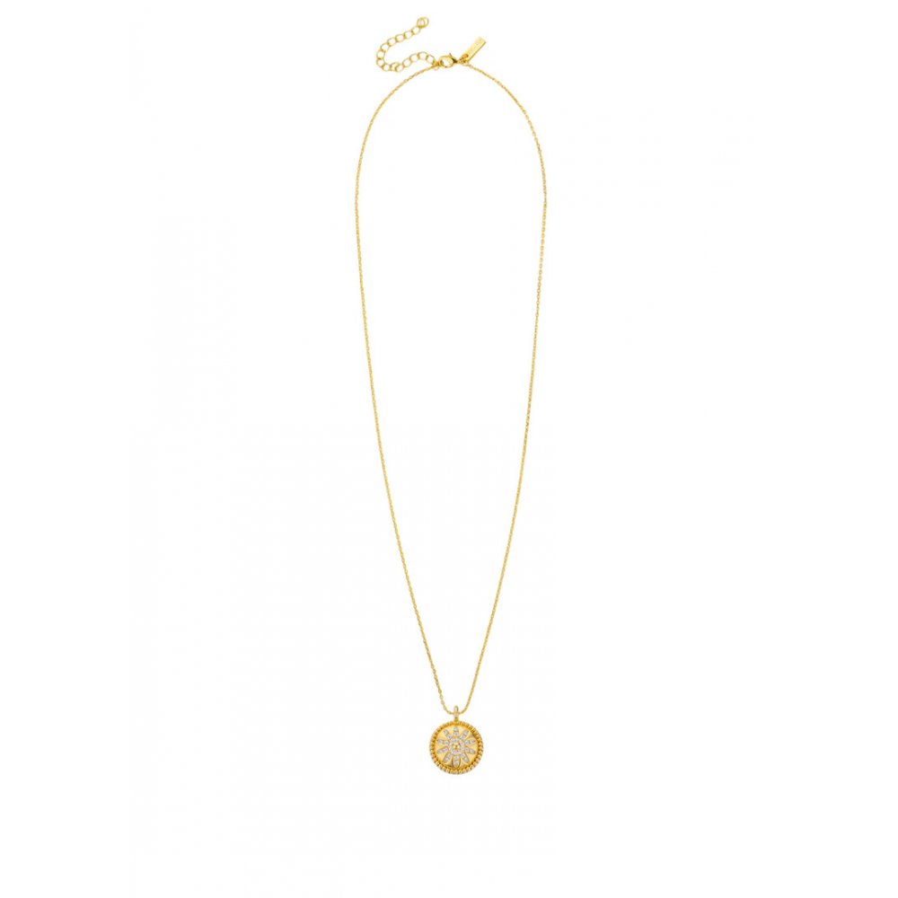 Γυναικείο Κολιέ Mya-Bay Gold Flower 24Κ Επιχρυσωμένος Ορείχαλκος Ζιργκόν CO-404