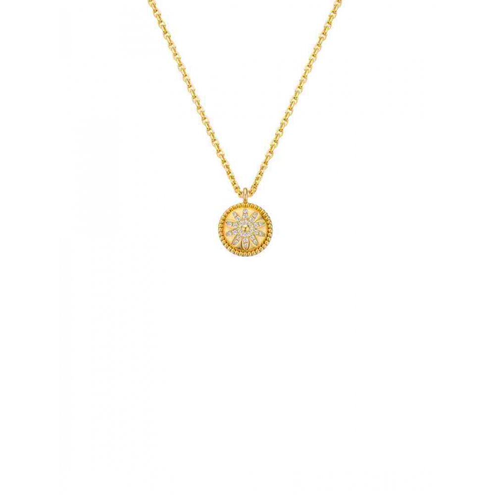 Γυναικείο Κολιέ Mya-Bay Gold Flower 24Κ Επιχρυσωμένος Ορείχαλκος Ζιργκόν CO-404