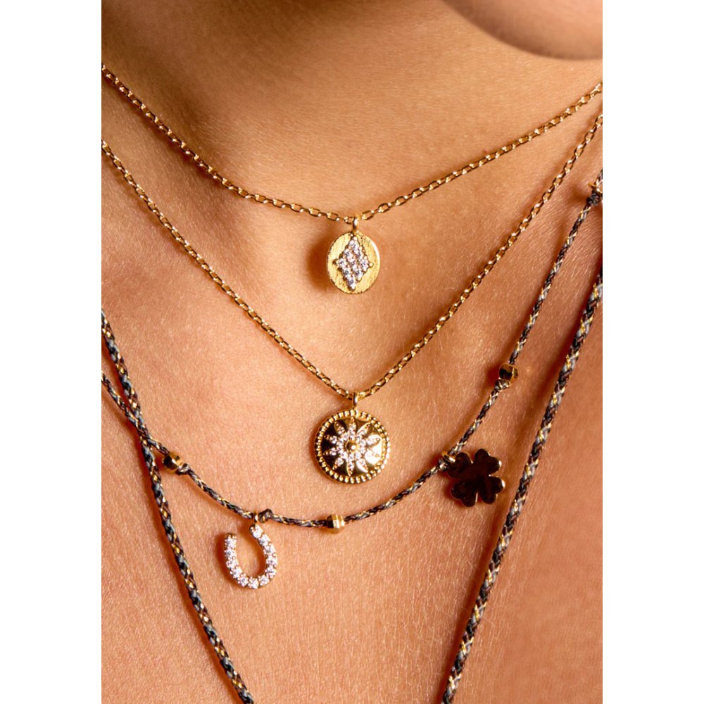 Γυναικείο Κολιέ Mya-Bay Gold Flower 24Κ Επιχρυσωμένος Ορείχαλκος Ζιργκόν CO-404