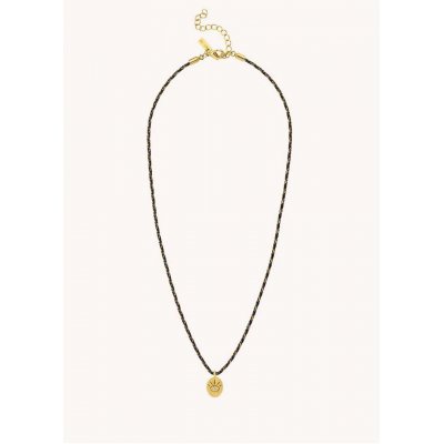 Γυναικείο Κολιέ Mya-Bay Eye Lover 24Κ Επιχρυσωμένος Ορείχαλκος Ζιργκόν Μαύρο Κορδόνι CO-406