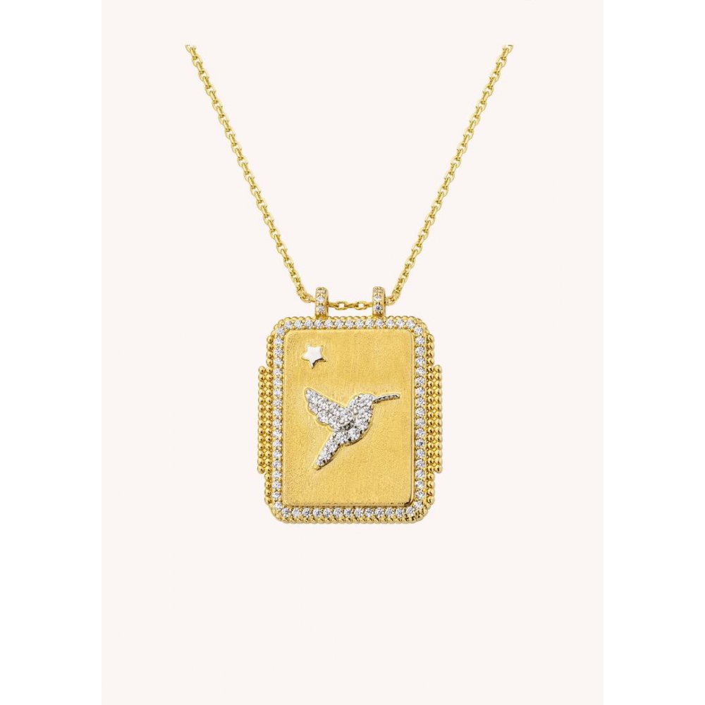 Γυναικείο Κολιέ Mya-Bay Colibri Boheme Επιχρυσωμένος Ορείχαλκος Ζιργκόν  CO-413