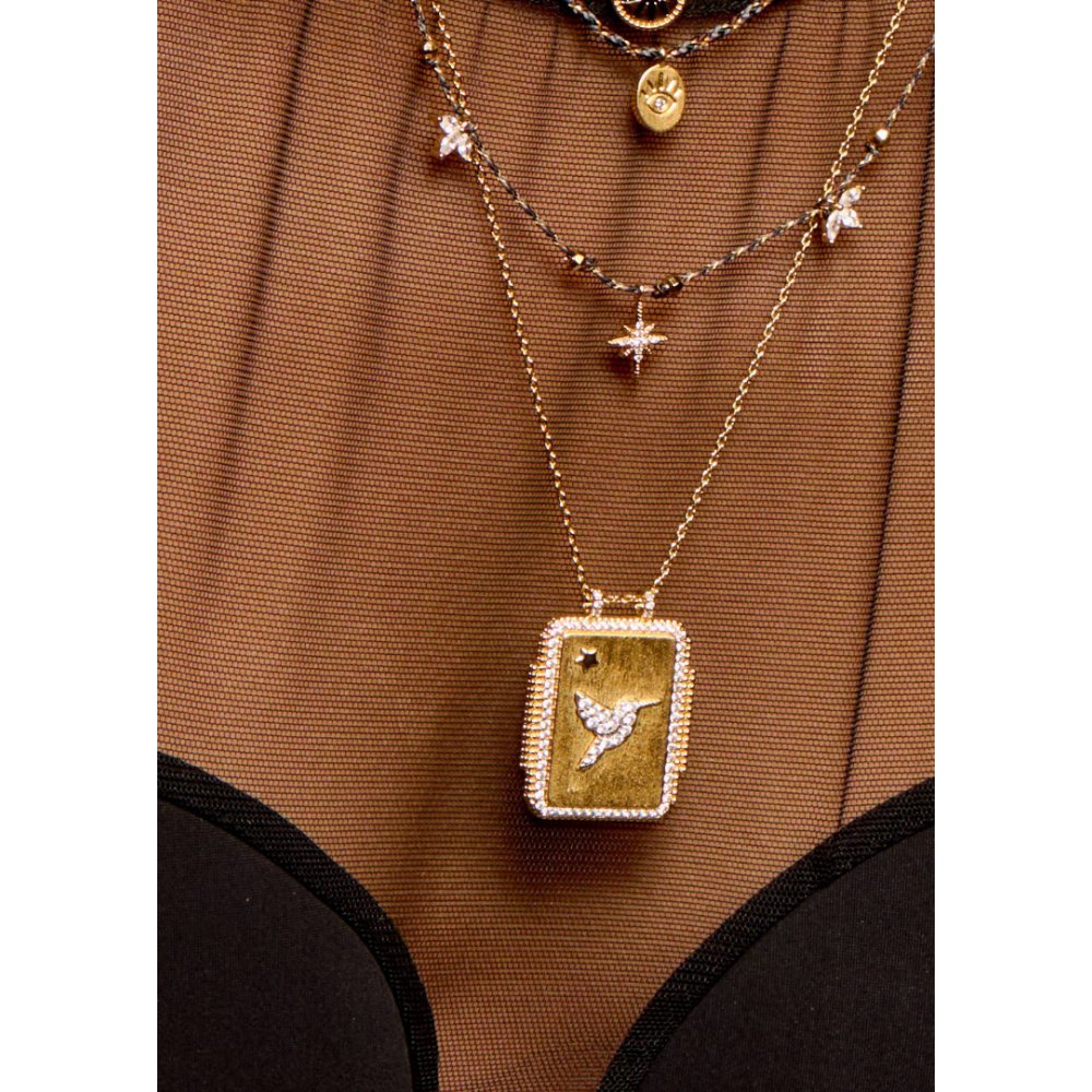 Γυναικείο Κολιέ Mya-Bay Colibri Boheme Επιχρυσωμένος Ορείχαλκος Ζιργκόν  CO-413