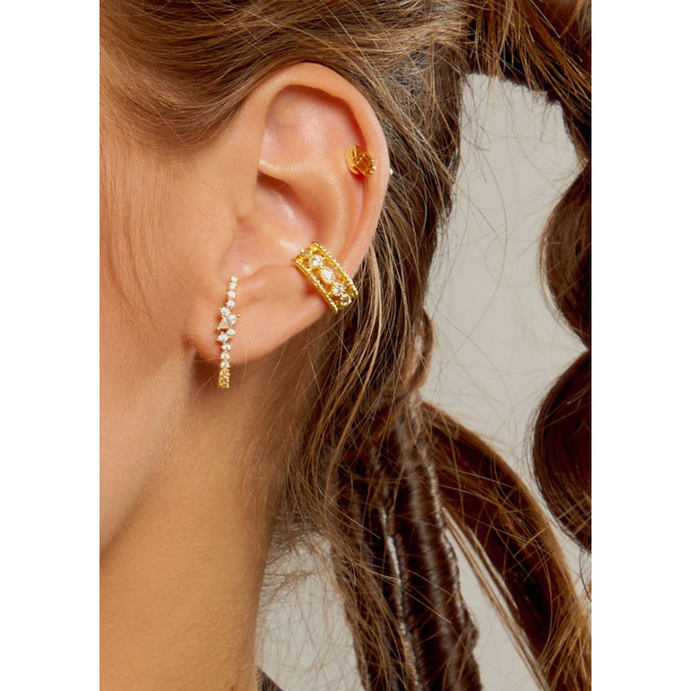 Γυναικείo Μονό Σκουλαρίκι Mya-Bay Jeanne Du Barry Hill Επιχρυσωμένος Ορείχαλκος Ζιργκόν EA-17