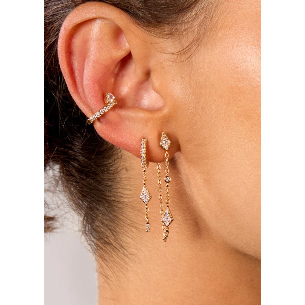 Γυναικείo Μονό Σκουλαρίκι Mya-Bay Precious Delhi Επιχρυσωμένος Ορείχαλκος Ζιργκόν EA-33