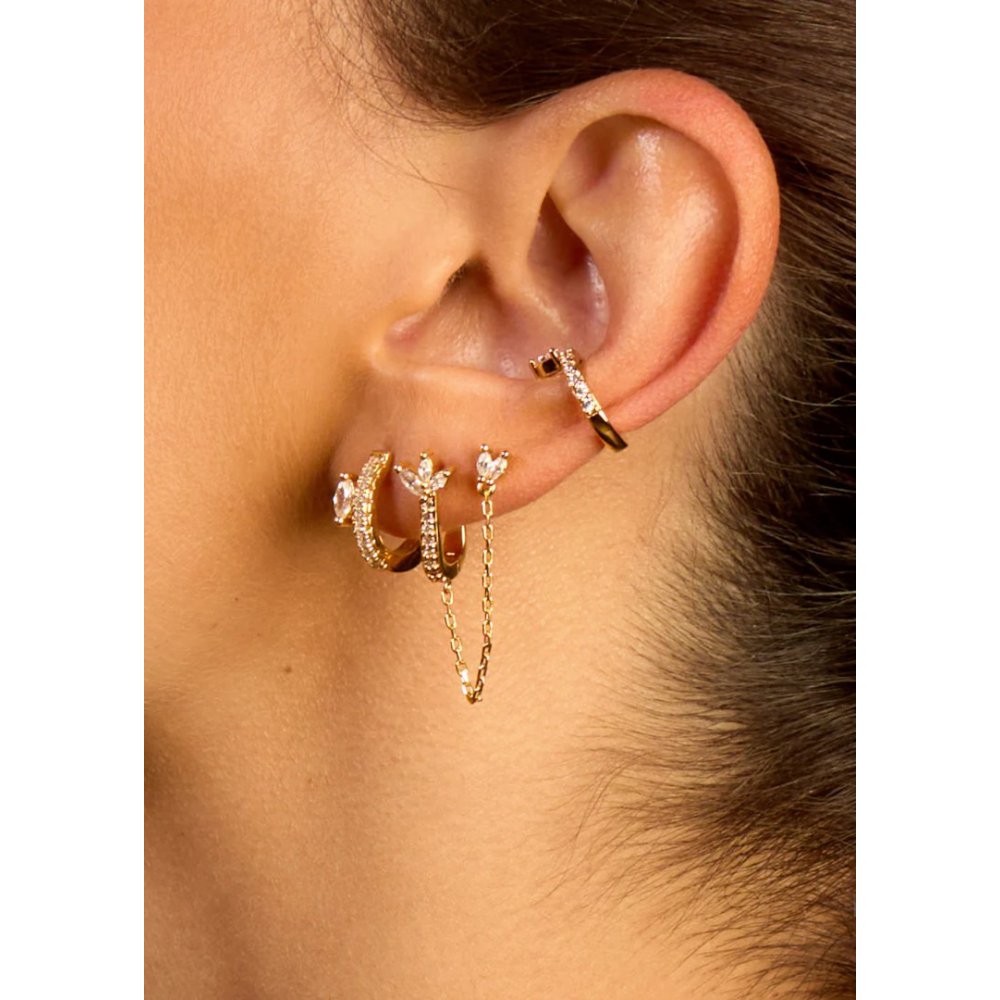 Γυναικείo Μονό Σκουλαρίκι Mya-Bay Precious Delhi Επιχρυσωμένος Ορείχαλκος Ζιργκόν EA-33