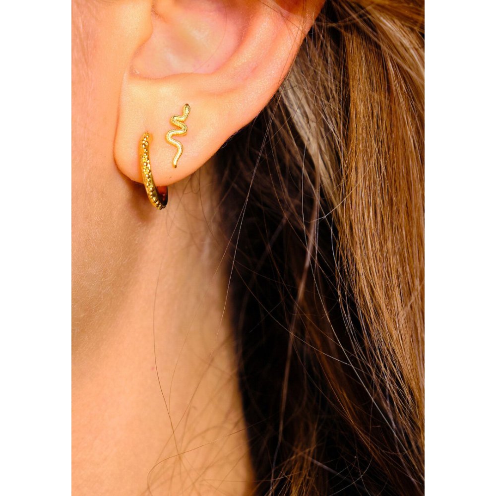 Woman's Single Earring Mya-Bay Serpiente Gold Plated Brass P-11