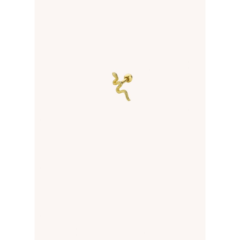 Woman's Single Earring Mya-Bay Serpiente Gold Plated Brass P-11